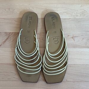 St. Agni Women's Tan Strappy Sandals 39